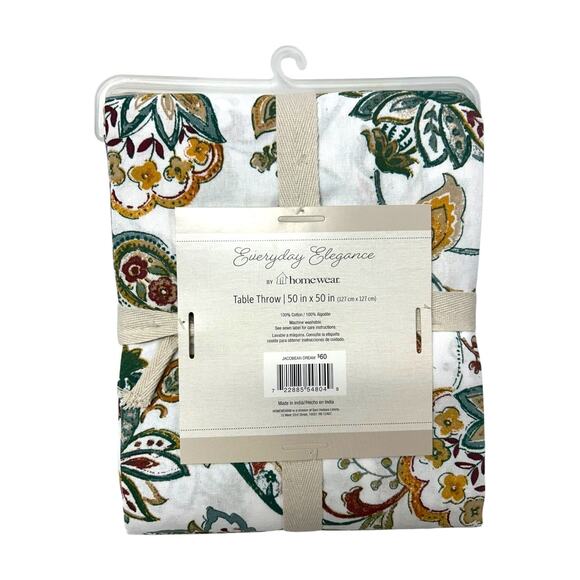 Homewear Table Throw 50x50 Jacobean Dream‎ India Cotton NWT Cottagecore Decor - Picture 2 of 2